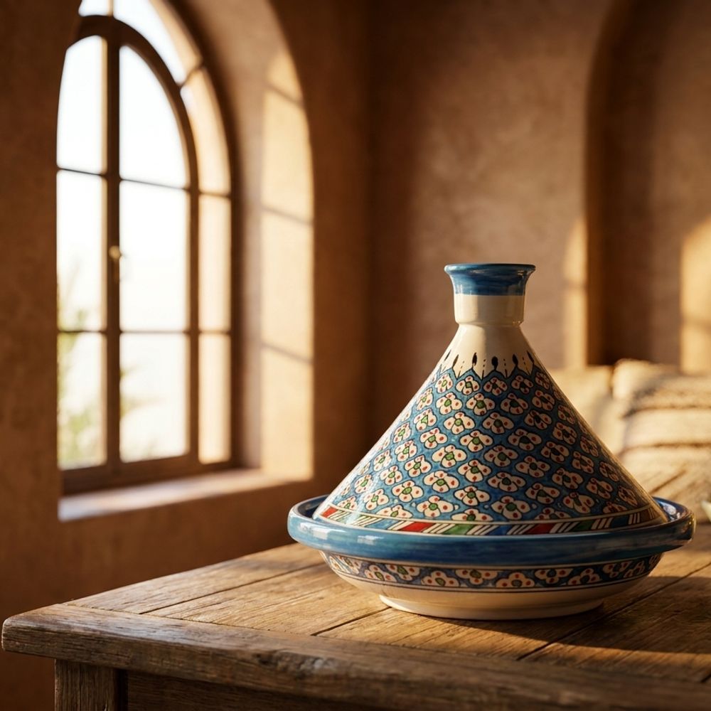 The 'Zahra' Azure Ceramic Serving Tagine