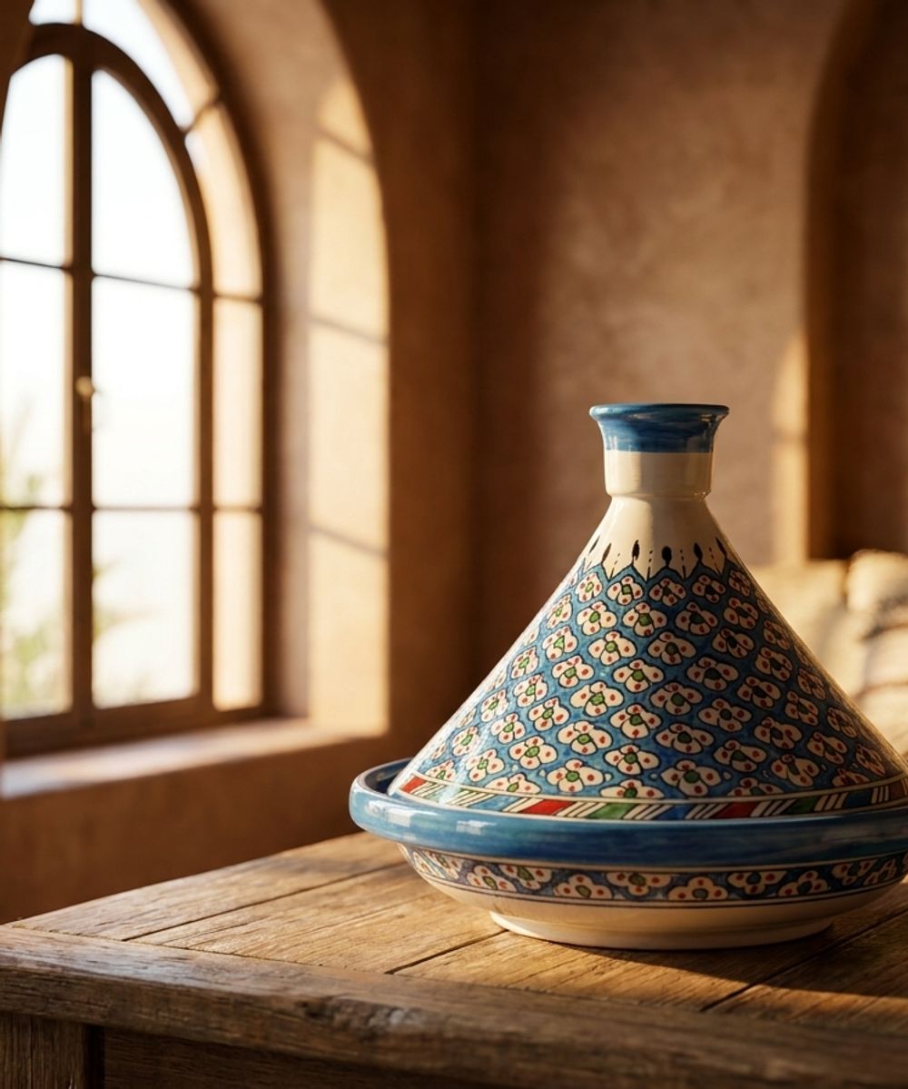 The 'Zahra' Azure Ceramic Serving Tagine