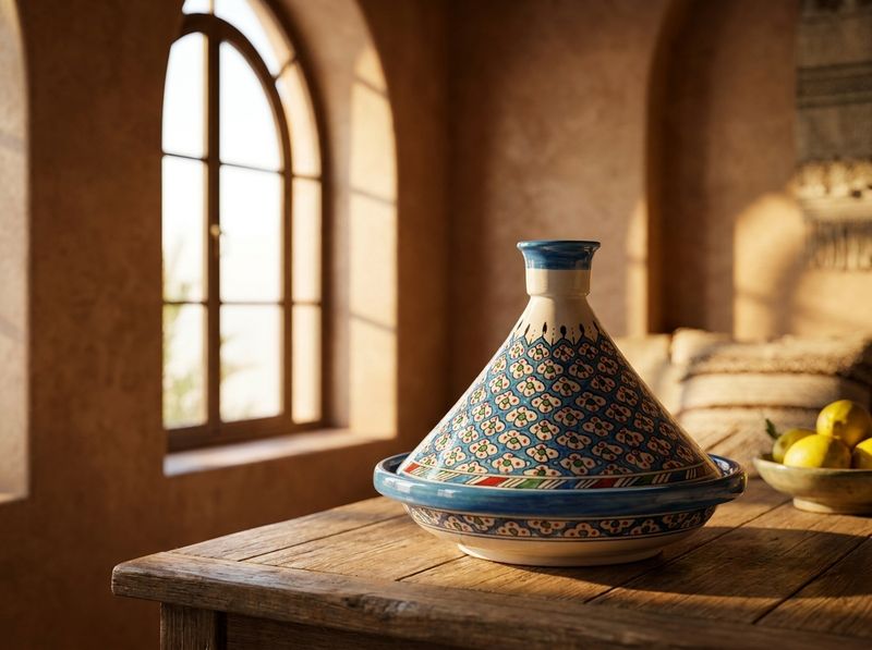 The 'Zahra' Azure Ceramic Serving Tagine detail