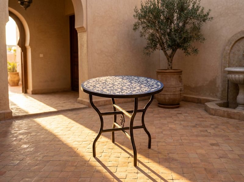 The Azure Star of Fes Zellige Table detail
