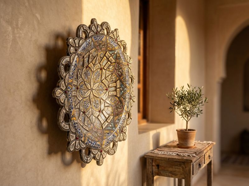 The Safi Sunburst: Ceramic & Filigree Platter detail