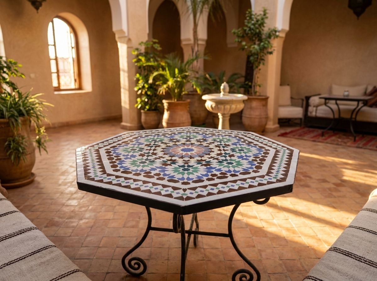 The 'Fes Medina' Hexagonal Zellige Table view 3