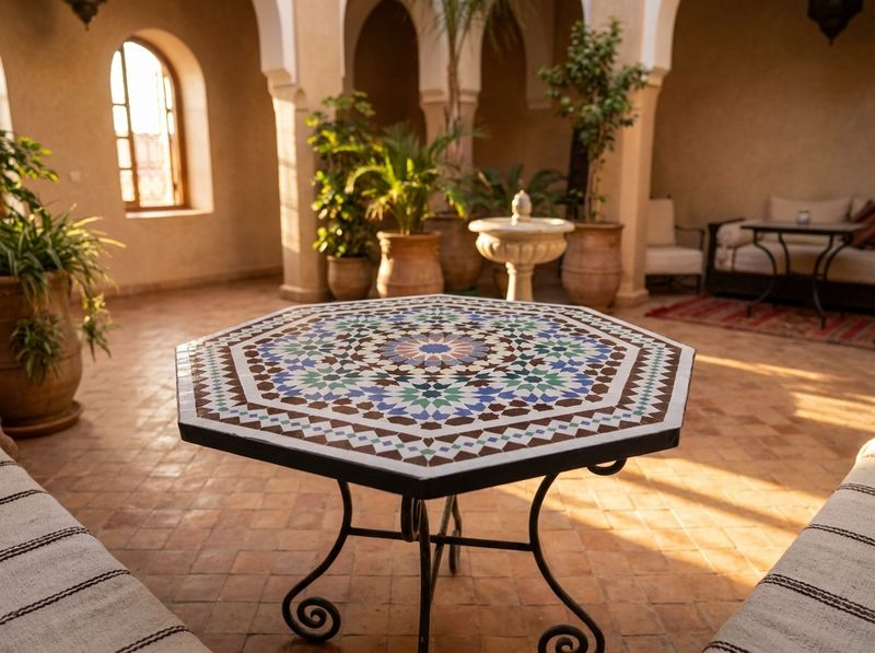 The 'Fes Medina' Hexagonal Zellige Table detail