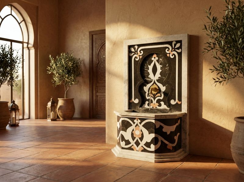 The 'Zahra' Andalusian Marble Wall Fountain detail