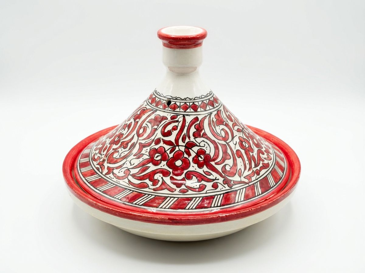 Fes Crimson Arabesque Ceramic Tagine view 3