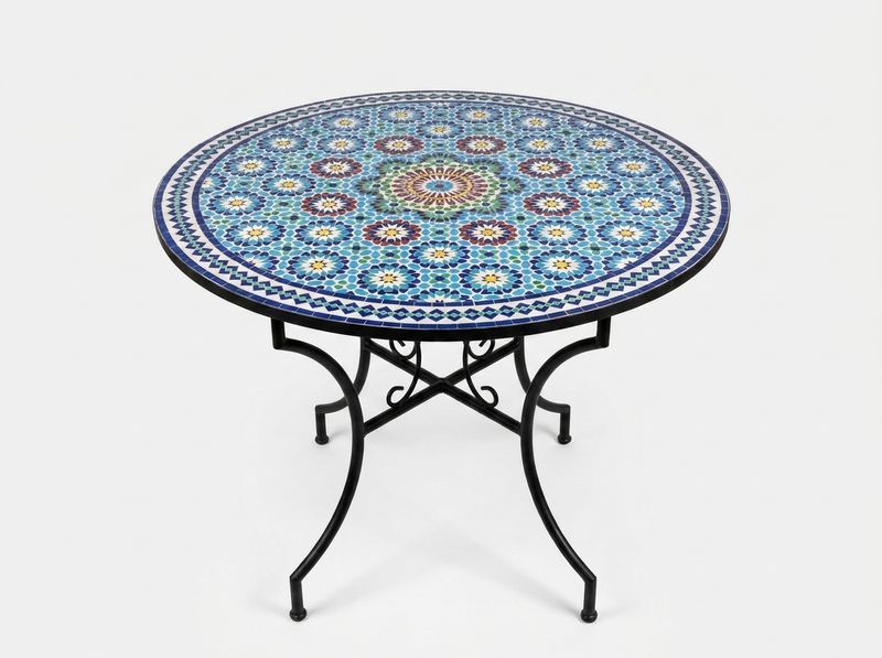 The 'Chefchaouen Azure' Zellige Mosaic Table