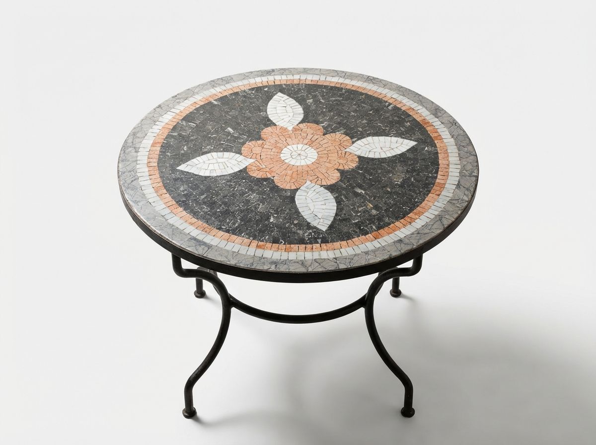 Amira Charcoal & Natural Clay Zellige Mosaic Tabletop view 2