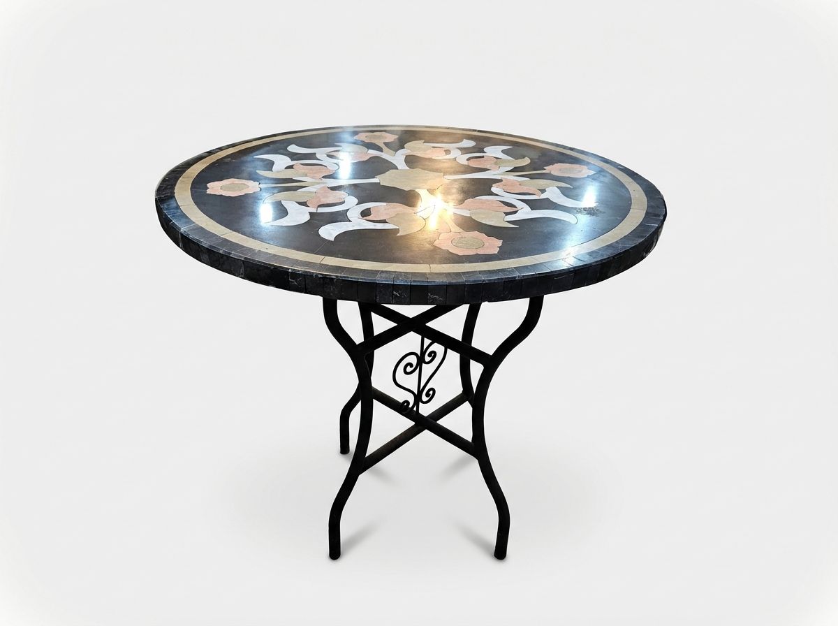 The Zahra Noir: Marble Inlay Bistro Table view 3
