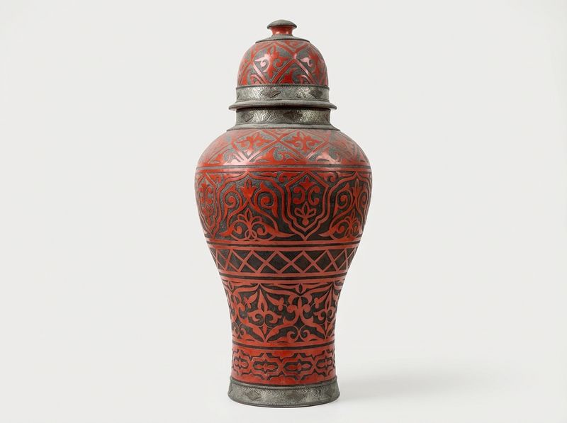 Atlas Ember: Large Engraved Natural Clay & Metal Urn