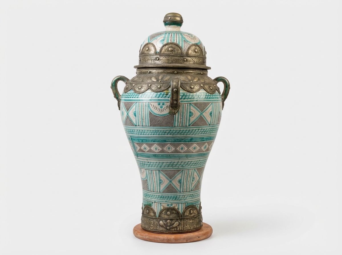 The Atlas Turquoise & Brass Ceremonial Urn view 2