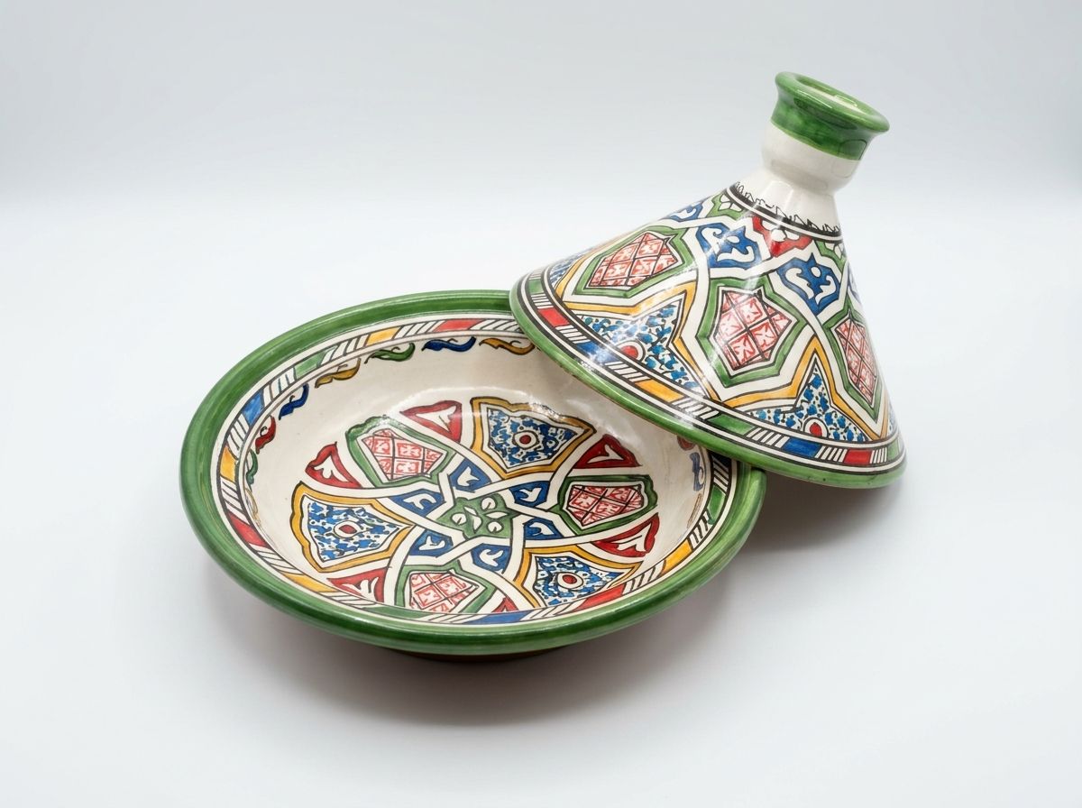 The 'Zellige' Ceramic Serving Tagine - Fes Blue & Green view 2