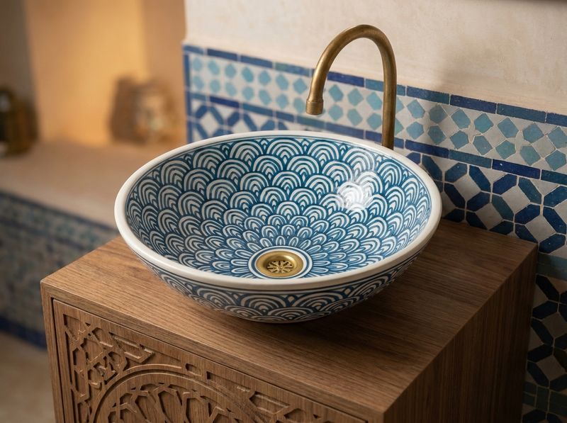 Fes Azure Scale Ceramic Vessel Sink