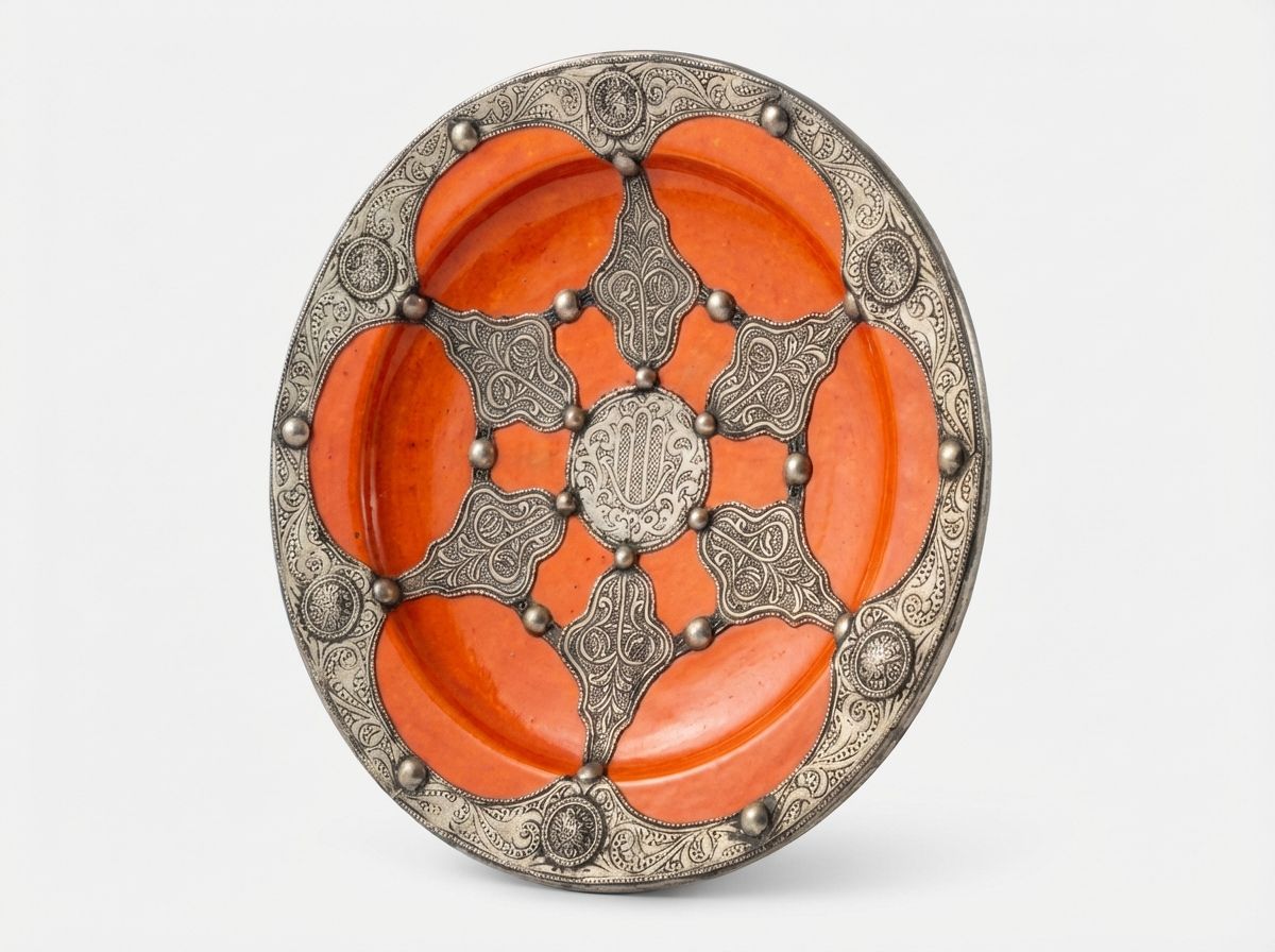 Zahra - The Radiant Orange & Silver Filigree Wall Charger view 2