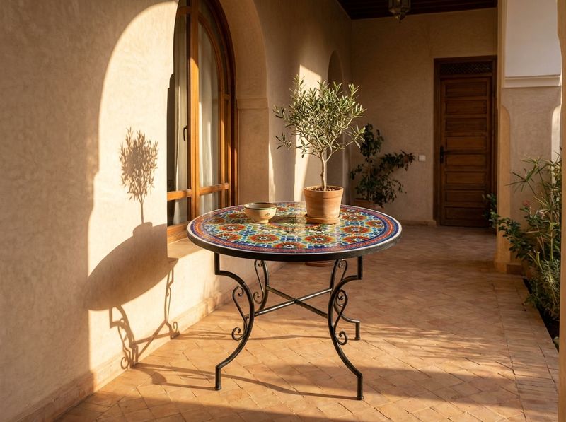 Soleil de Fes Zellige Mosaic Bistro Table detail