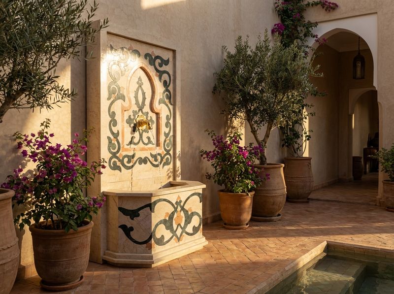 The Andalusian Oasis Marble Fountain detail