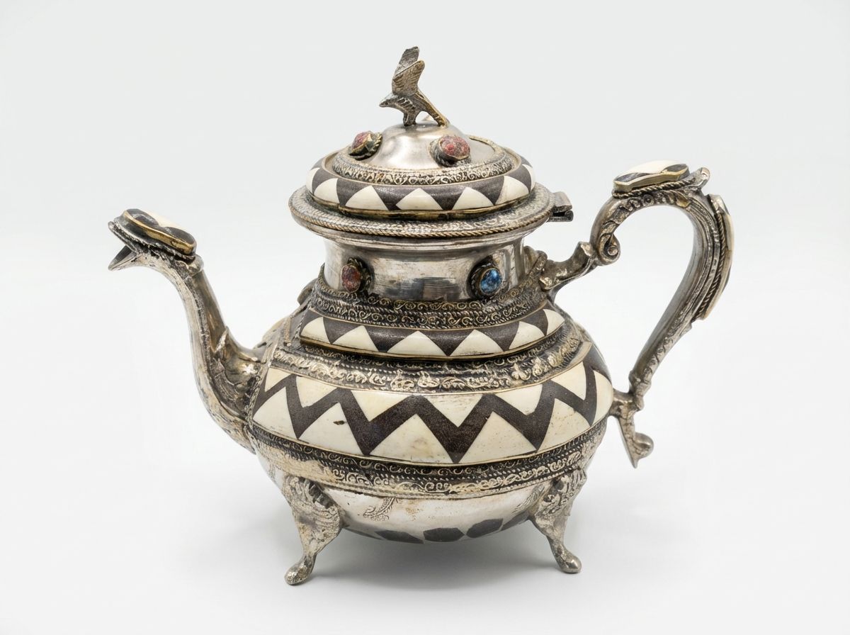 The Atlas Silver & Bone Inlay Ceremonial Teapot view 3