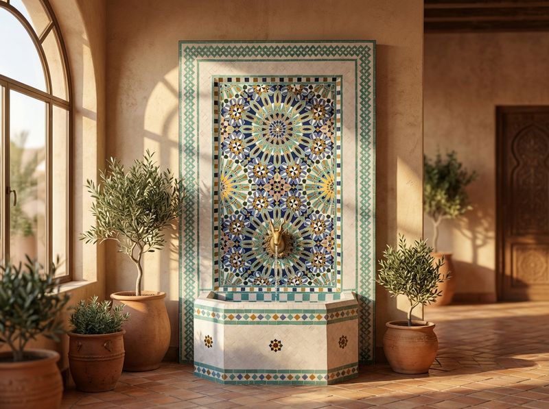 The Fez Starburst Zellige Fountain detail