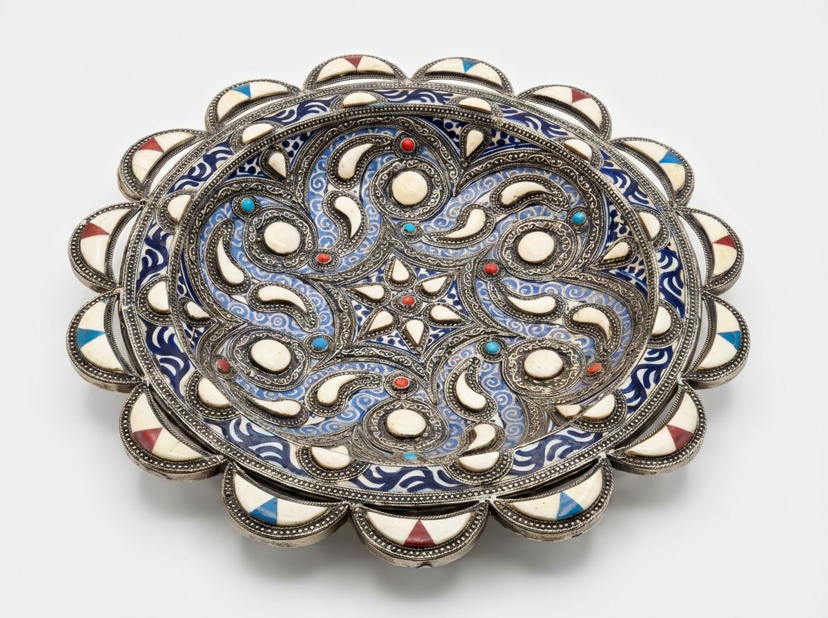 The Andalusian Star: Bone & Enamel Inlay Filigree Plate view 3