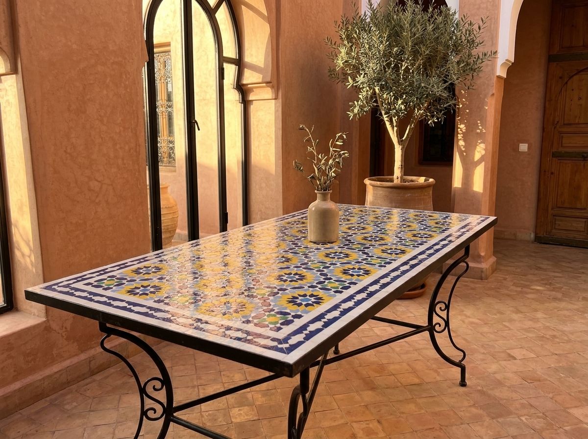 Fez Soleil Geometric Zellige Dining Table view 3