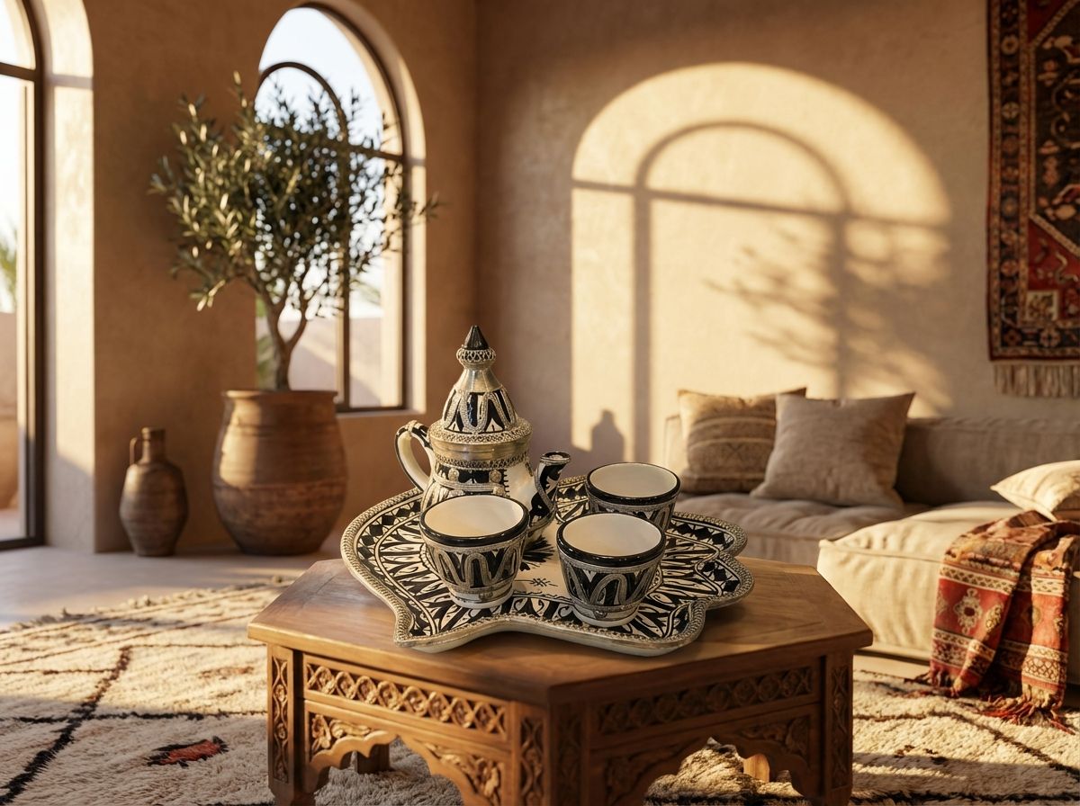 The 'Amira' Black & Silver Filigree Ceramic Tea Set view 2