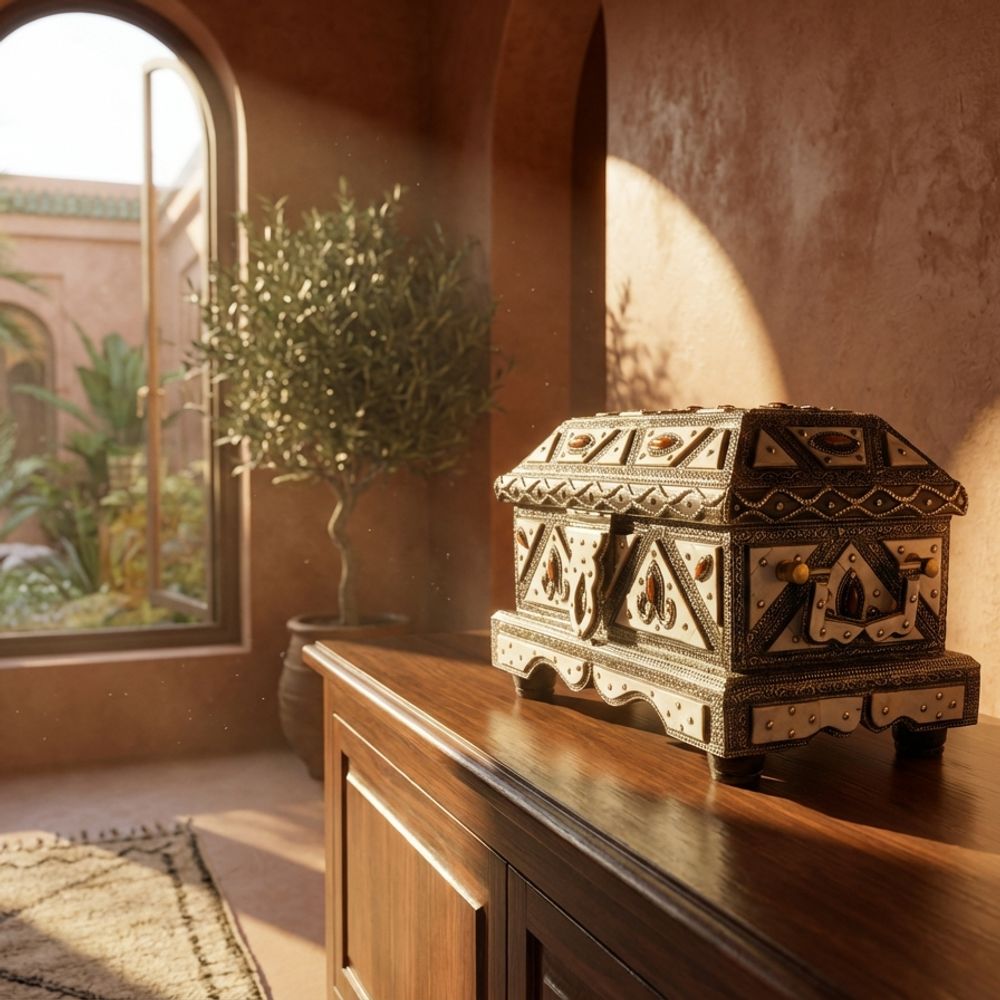 The 'Kasbah' Silver and Bone Filigree Treasure Chest