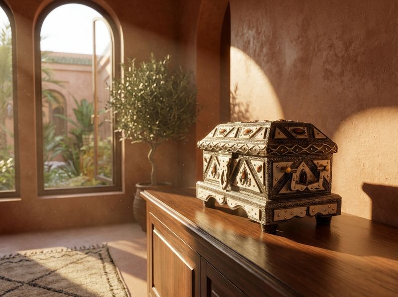 The 'Kasbah' Silver and Bone Filigree Treasure Chest detail
