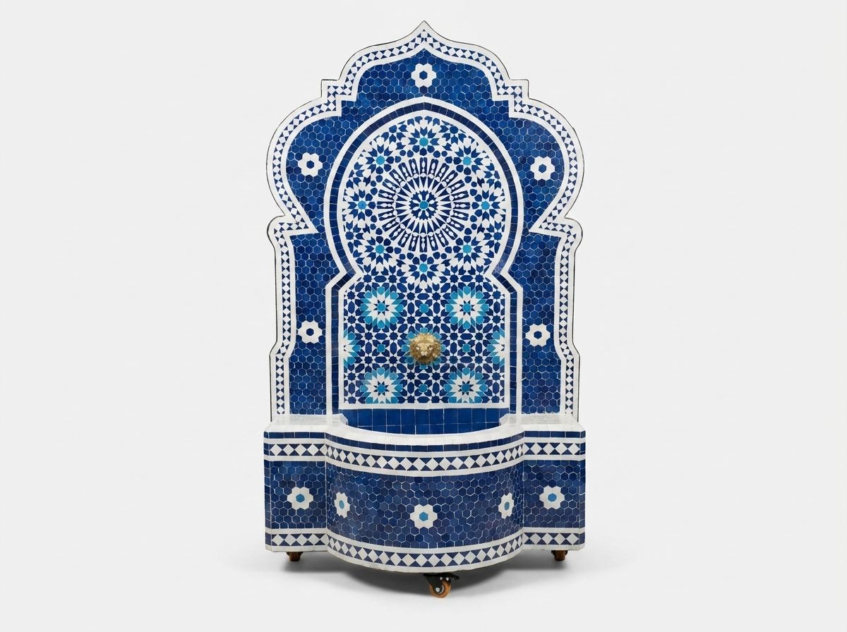 Chefchaouen Azure Zellige Wall Fountain main view