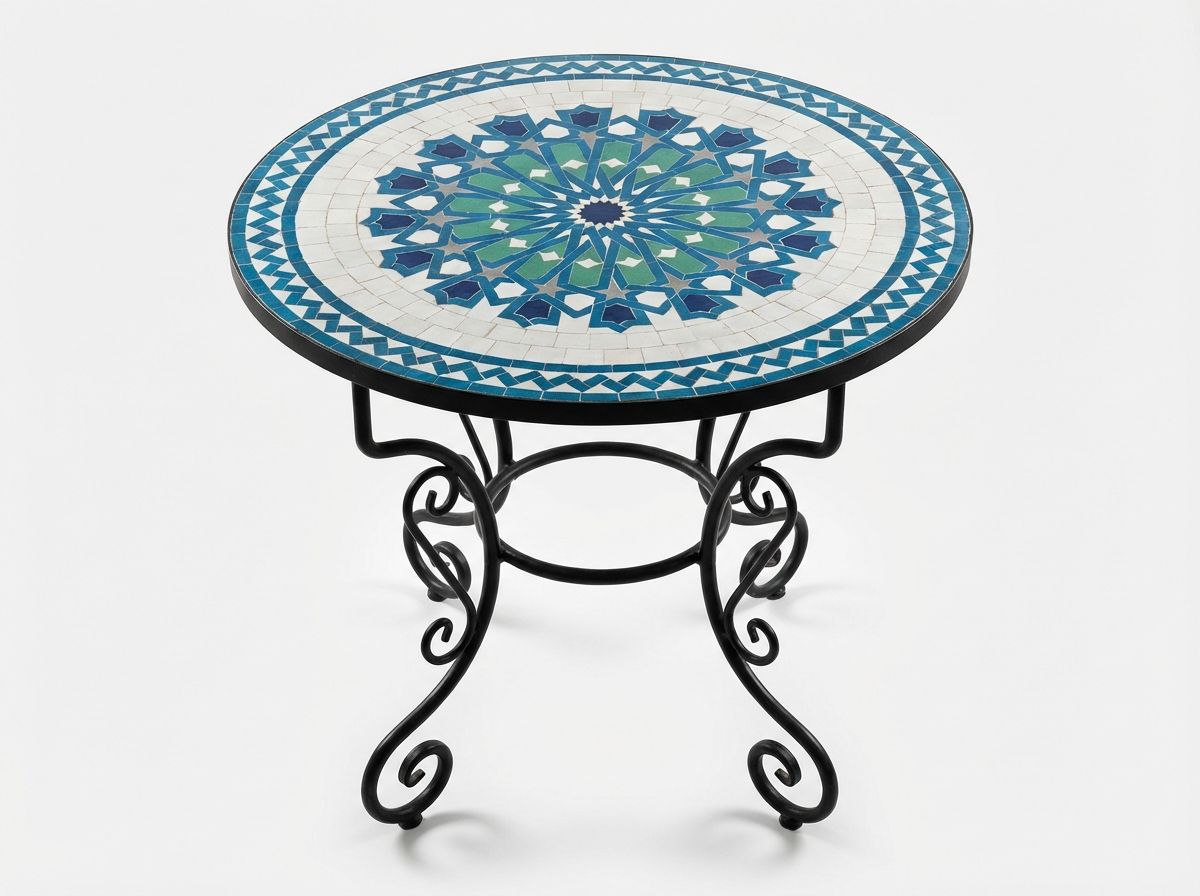 The Azure Star of Fes Zellige Table Top view 3