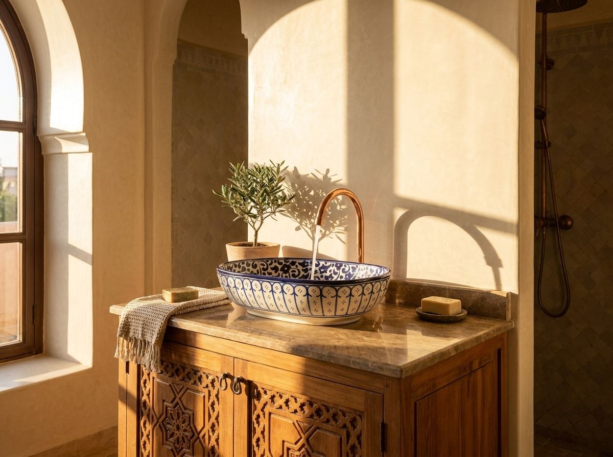 Fes Cobalt Arabesque Oval Vessel Sink view 3