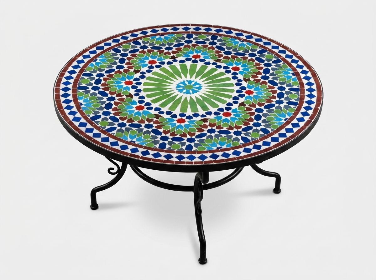 The Fez Starburst: Hand-Cut Zellige Mosaic Tabletop view 2