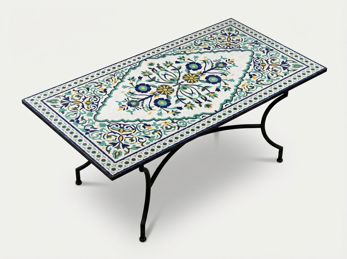 The Andalusian Garden: Floral Zellige Mosaic Dining Table view 3