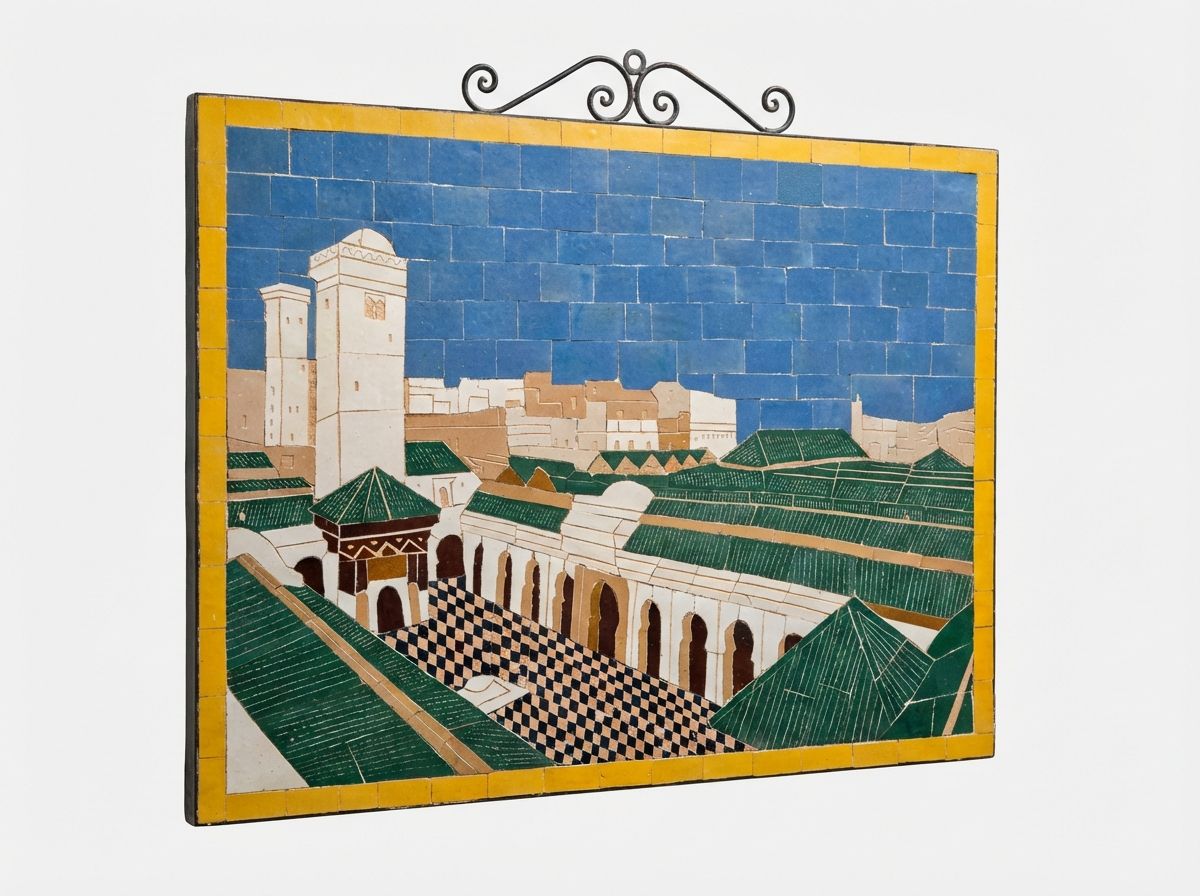The Medina's Heart: Hand-Cut Zellige Mosaic Tableau view 3