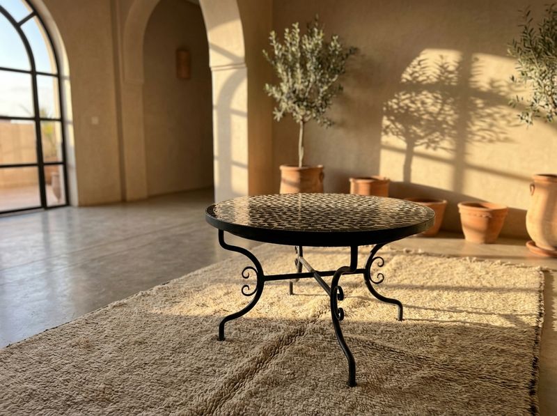 The 'Fassi Star' Monochrome Zellige Tabletop detail