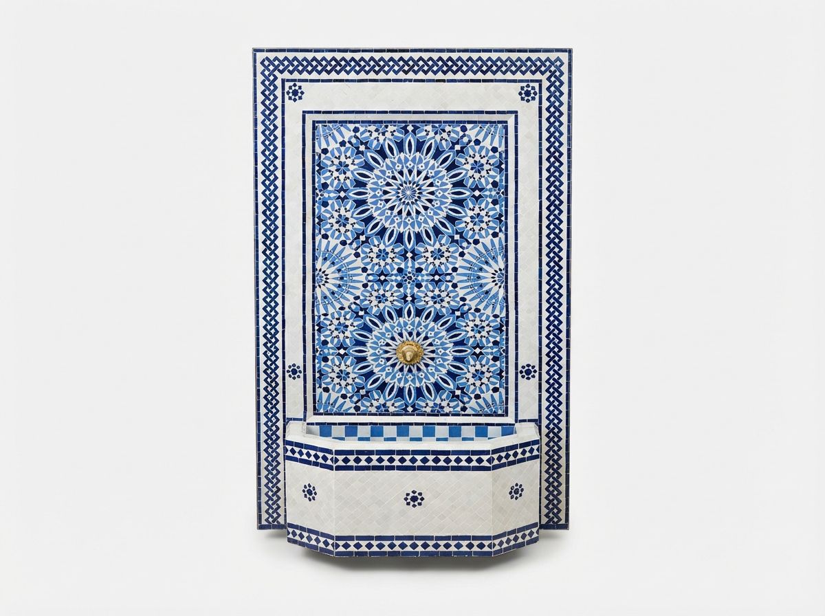 The Azure Lion of Fes Zellige Fountain view 2