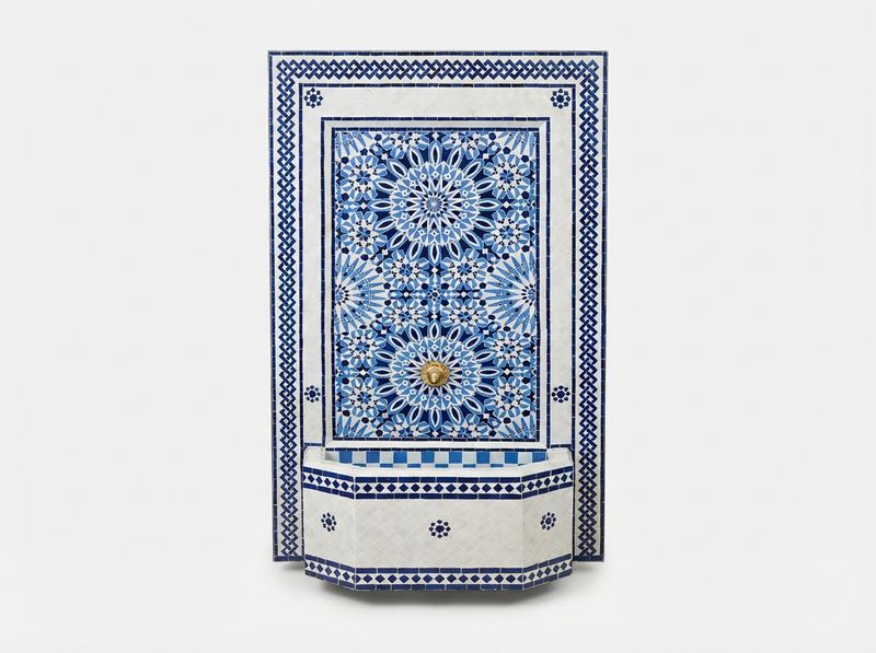 The Azure Lion of Fes Zellige Fountain