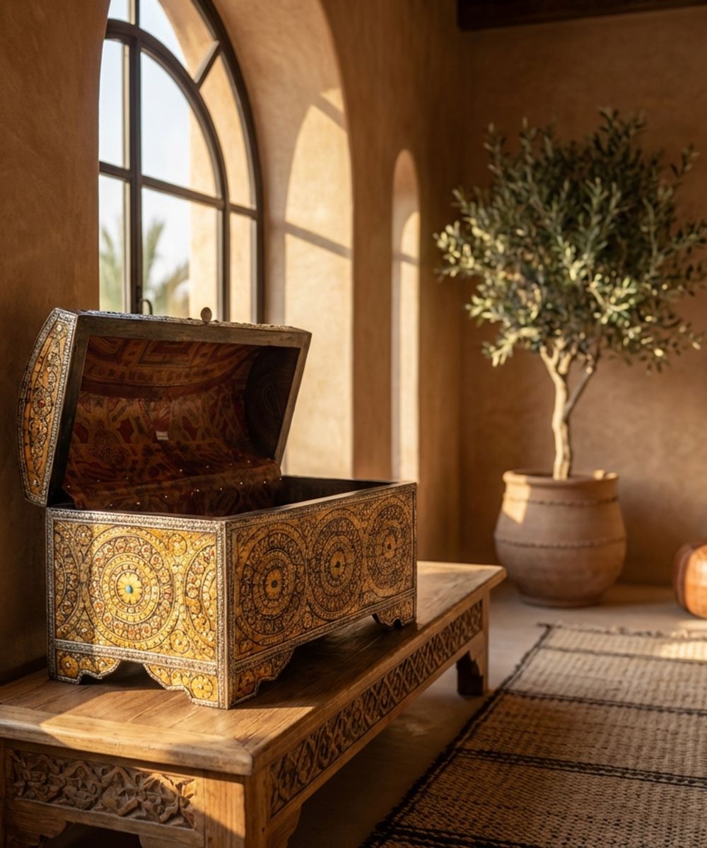 The Essaouira Royal Camel Bone Inlay Treasure Chest