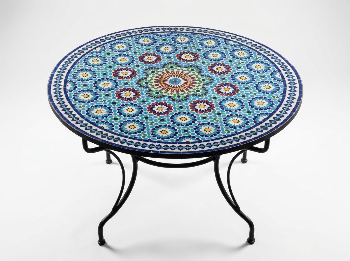 The 'Chefchaouen Azure' Zellige Mosaic Table view 2