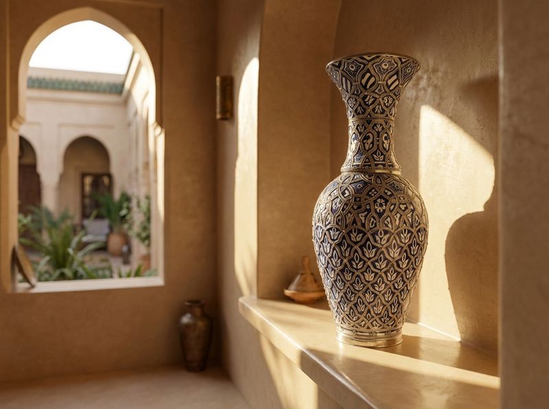 The Royal Fez Silver-Filigree Vase detail