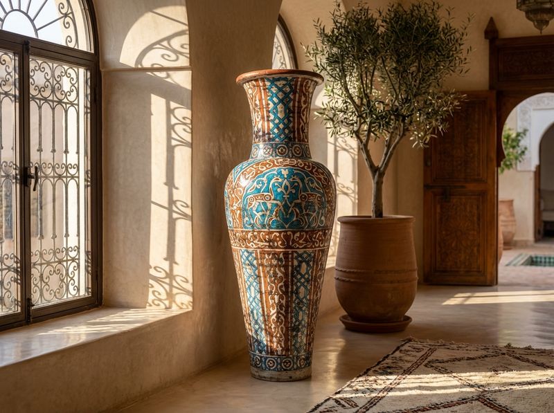 The Royal Gazelle of Fez - Monumental Ceramic Floor Vase detail