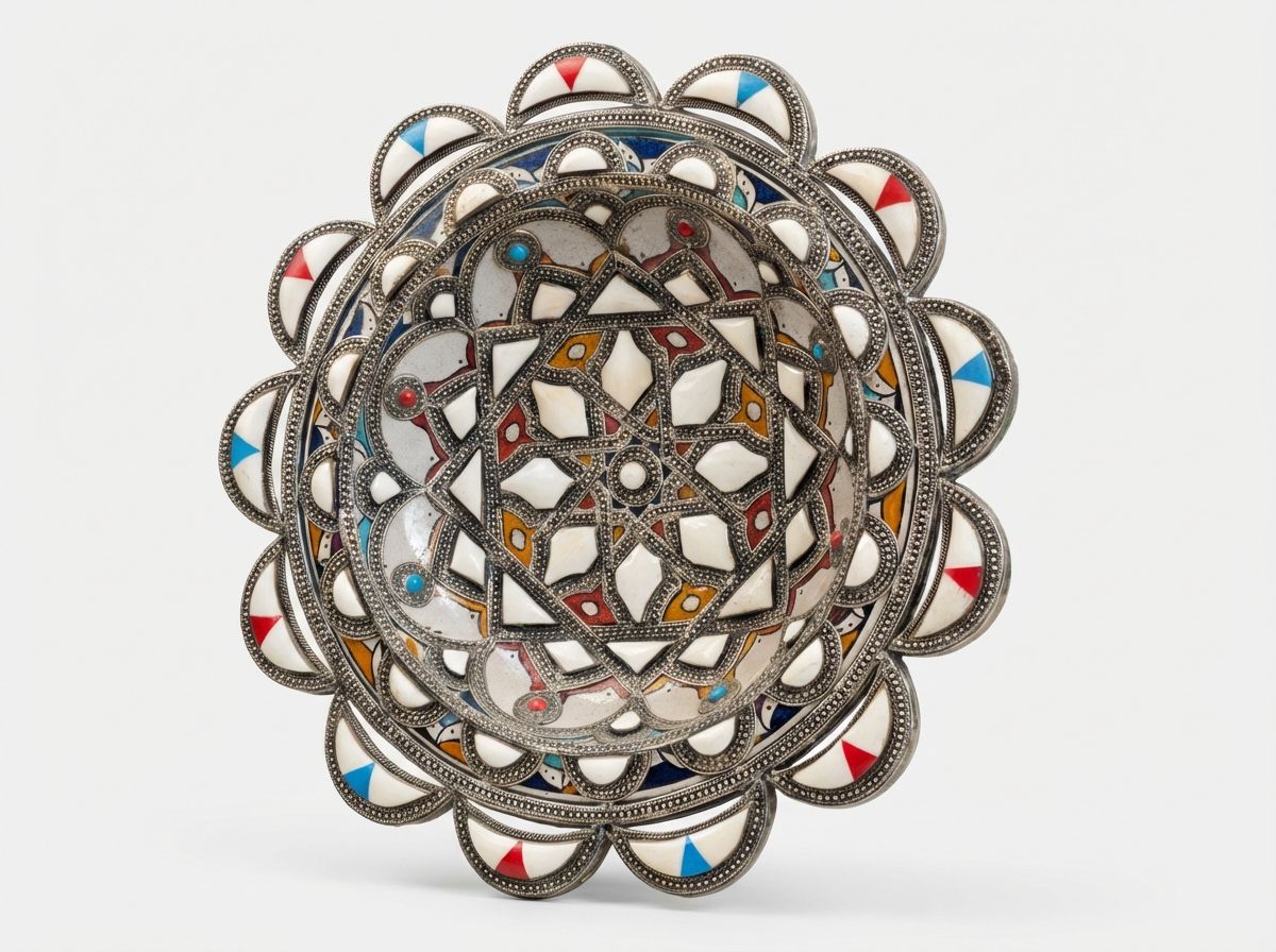 The Andalusian Star: Silver & Camel Bone Inlay Centerpiece Bowl view 3