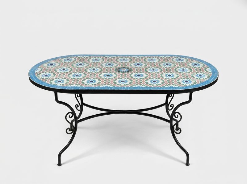"Azure Star" Oval Zellige Dining Table