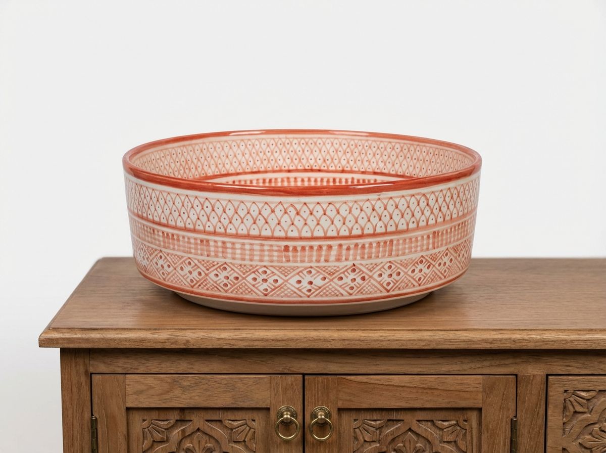 The Ouzoud Natural Clay Geometric Vessel Sink view 2