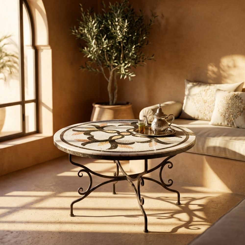 L'Atlas Fleur Marble Mosaic Table Top