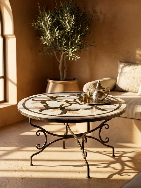 L'Atlas Fleur Marble Mosaic Table Top