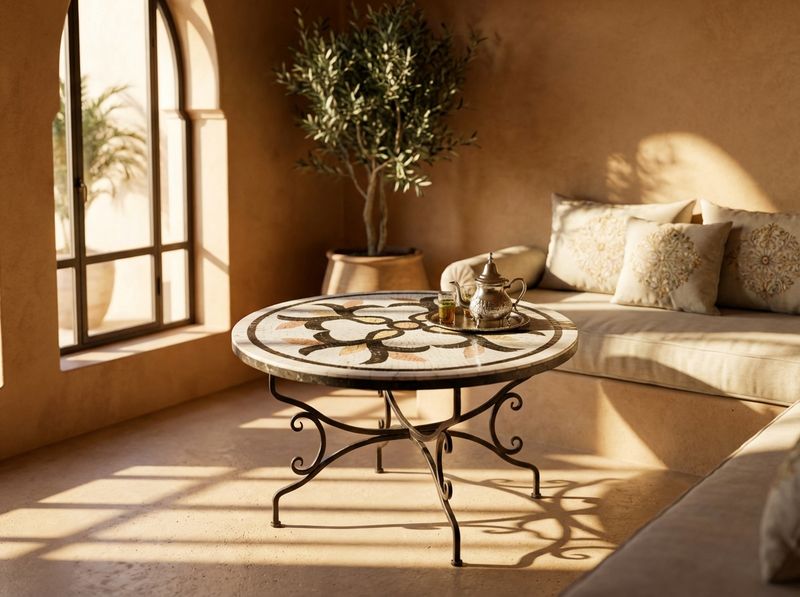 L'Atlas Fleur Marble Mosaic Table Top detail