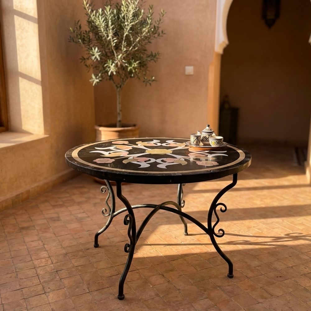 Layla Noir Floral Marble Table