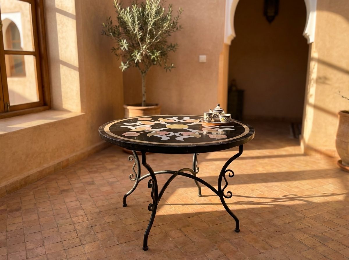 Layla Noir Floral Marble Table main view