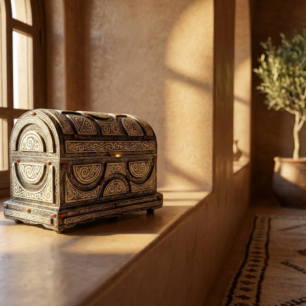 The Mogador Silver & Camel Bone Wedding Chest