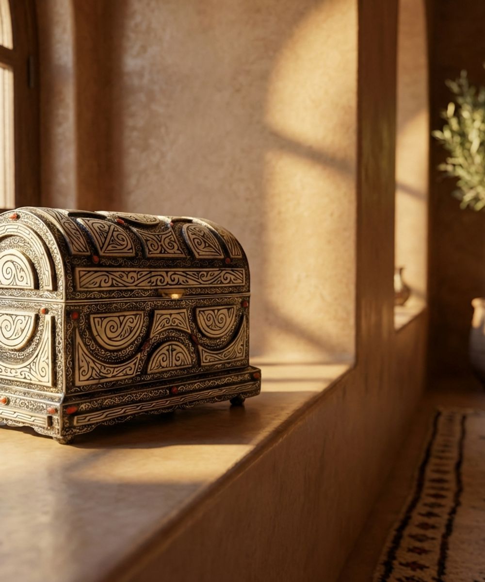 The Mogador Silver & Camel Bone Wedding Chest