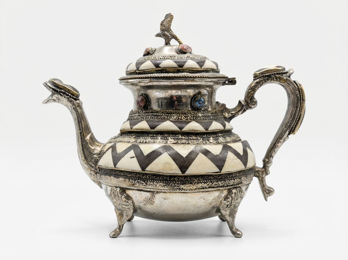 The Atlas Silver & Bone Inlay Ceremonial Teapot view 2